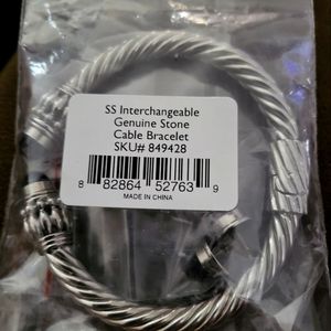 SS Interchangeable Genuine Stone Cable Bracelet